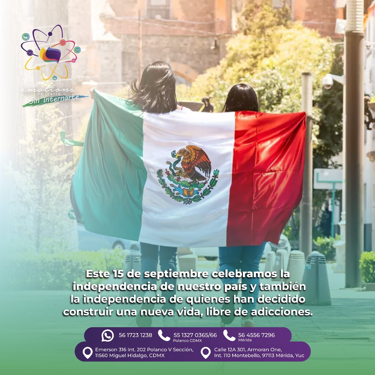 EmotionsCenter's tweet photo. ¡VIVA MÉXICO!
¡VIVA NUESTRO BIENESTAR!
¡VIVA LA RECUPERACIÓN!
¡VIVA NUESTRA FAMILIA!
💚🤍❤️ https://t.co/igY0hIgKyy