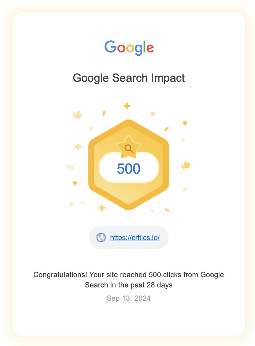 mubashariqbal's tweet photo. I've been working on scratching an itch...

I love that Google send me emails like this, that let me know that my SEO efforts are working. 

But after the sugar high it's time to dig into the numbers to see exactly what's working and what isn't. 

Normally that involves lot of clicking, exporting and analyzing data from Google Search Console. Instead I started to build some tooling that helps do a lot of the work that I was doing manually. 

A work in progress ... but this single screen allows me to see quickly what's performing and what's not in any of my tracked sites.  It's easy to switch time frames incase I want to zoom in our out. 

Excited to continue to refine this and stop itching so much 😀