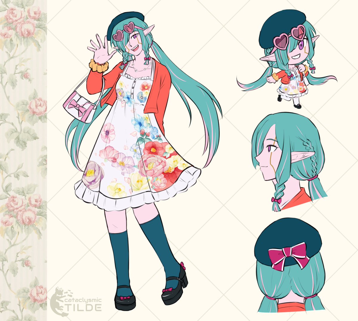 💐 outfit exchange piece for <a href="/nyakutagawa/">˗ˏˋ sara ˎˊ˗</a>! something cute and floral 💚🌼