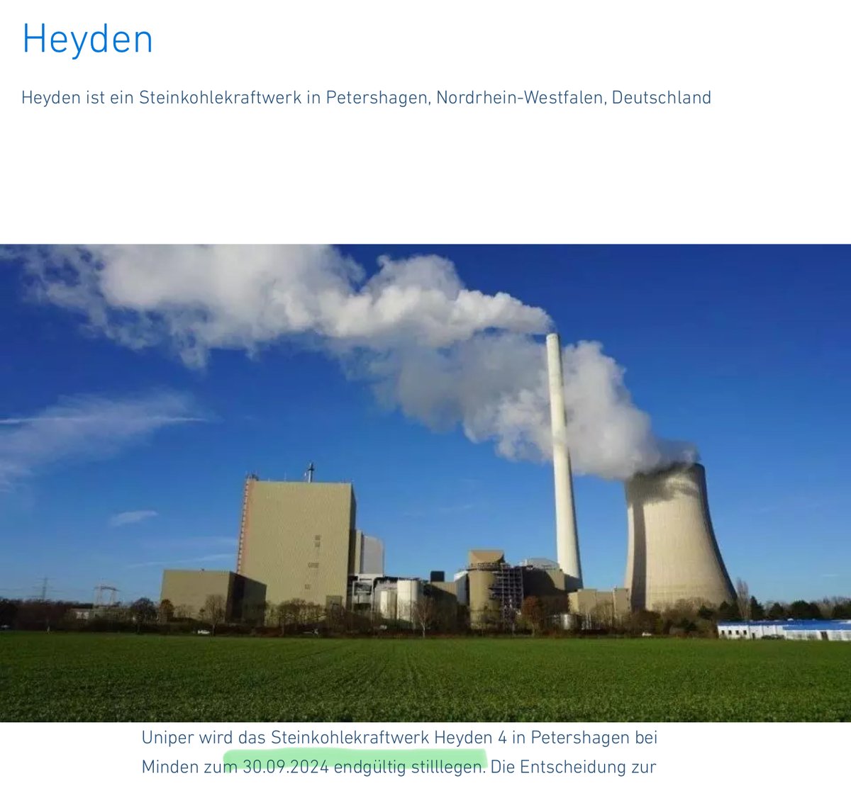 CoalDead's tweet photo. 🏆In 2 weeks, a 875 MW German #coal plant will be dead
🏆In 2 Wochen geht das nächste Steinkohlekraftwerk vom Netz. #Heyden Block4 #uniper
https://t.co/fg8TGSz64G https://t.co/AHUbYGoqMA