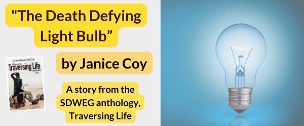 "I could hardly talk about it with my mother and my husband. And somehow, it would seem more real if I told my mother - the person who has known me the longest." Read Janice Coy's story, "The Death Defying Light Bulb" at: sdweg.org/The-Guilded-Pe…