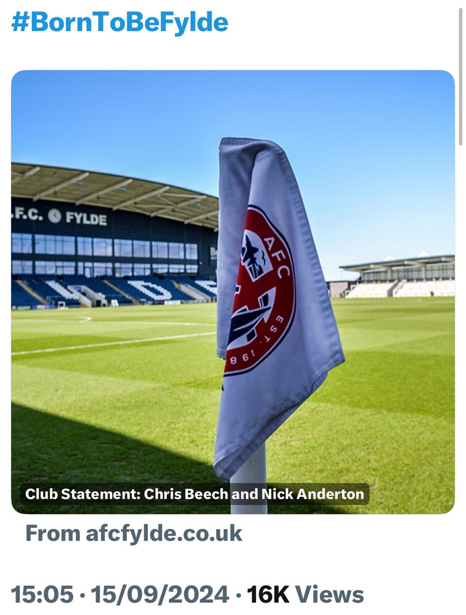 Decent effort from Fylde. SCF in the foreground, stand in the background, pitch looking gorgeous. But the whole effect is a bit picnic at the cricket. Ideally, the sun would just be peeping out from behind dark clouds, hinting at the good times to come. 7/10 
#BornToBeFylde