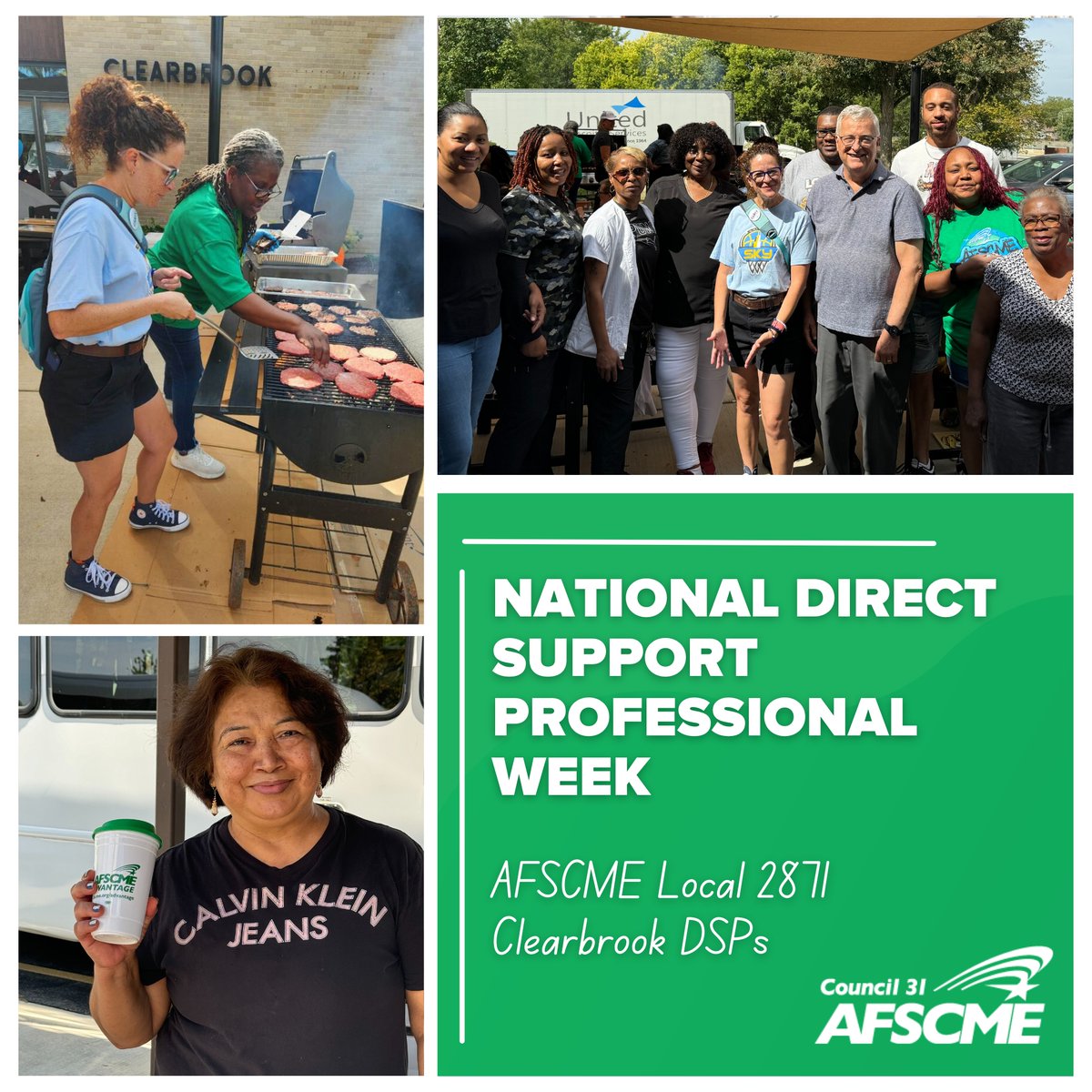 afscme31's tweet photo. Direct Support Professionals work hard every day. During this National DSP week, AFSCME Local 2871 busted out the grill and invited its members to take a much-deserved break! https://t.co/nXEfiS94vW