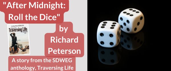 "I've only surveilled her from afar. Sure, she comes across all smiles and charm...But make no mistake. The lady keeps her knives sharp." Read Richard Peterson's story, "After Midnight: Roll the Dice" in our anthology: sdweg.org/The-Guilded-Pe… #sandiego #writers #readingcommunity