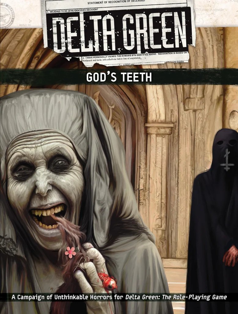 Friday @BudsRPGreview finished running us through the opening chapter of God's Teeth for Delta Green. He wasn't kidding when he warned us it has all the trigger warnings. Just... wow. It's really fucking grim.
Look forward to starting Part 2.