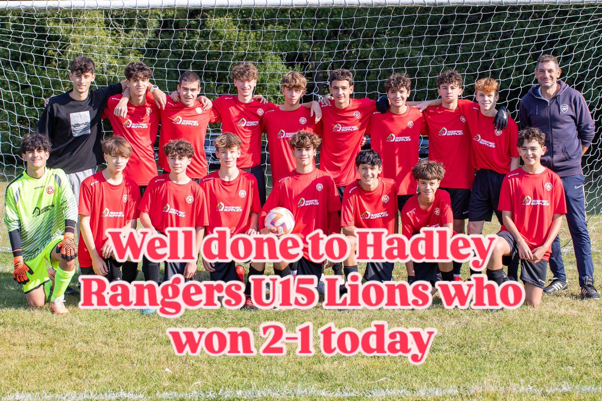 HadleyRangers's tweet photo. Hadley Rangers U15 Lions got their season off to a great start with a 2-1 win. Proudly sponsored by @JJ_Roofing https://t.co/gxWh5jLtAF