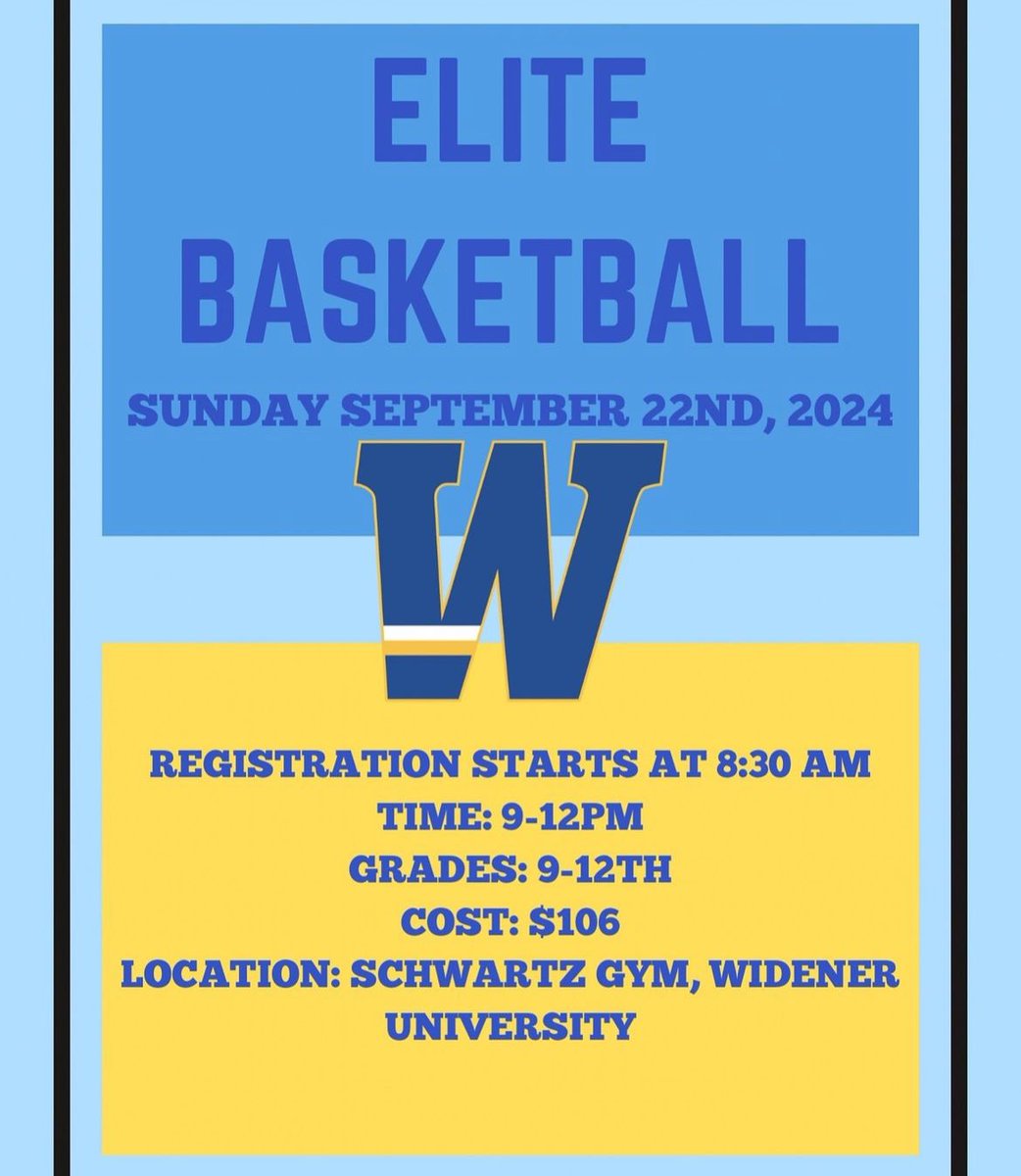 We are 1 week away until our Women's Basketball Elite prospect camp! We hope to see you there 🏀 If you or anyone you know is interested in attending please register at Widenerprospectday.com