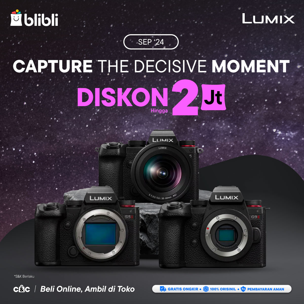 Ada yang mau 100 ribu?! ✨𝑵𝑲𝑲𝑪𝑯𝑰 ✨ yuk, Nanti Kita Kasih Cepek Hari Ini!

• REPLY dgn sebut 1 benda dari L!
• FOLLOW aku + RT LIKE tweet ini
• Pemenang acak

Kamera lumix dah paling cocok buat kamu yang suka motret, cek deh!👇
blibli.onelink.me/aFLN/bdlumix9x #BlibliKAM