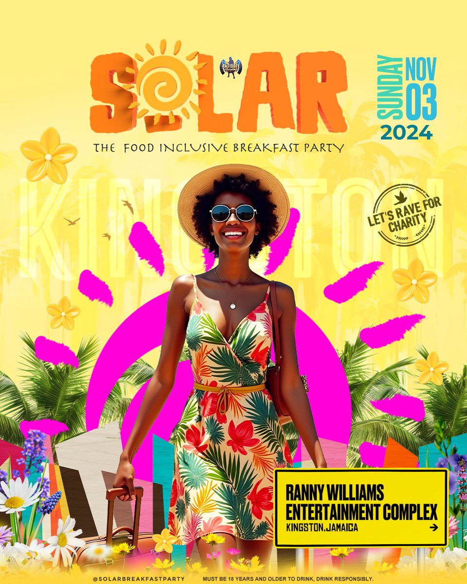#SolarBreakfastParty (@solarbfparty) on Twitter photo SOLAR returns to KINGSTON on Sunday November 3rd! 
Join us as we transform the Courtyard at the Ranny Williams Entertainment Complex to a tropical oasis in the heart of the city.
Follow @solarbreakfastparty
More details coming soon…
.
.
#SolarBreakfastParty #SolargoestoKingston SOLAR returns to KINGSTON on Sunday November 3rd! 
Join us as we transform the Courtyard at the Ranny Williams Entertainment Complex to a tropical oasis in the heart of the city.
Follow @solarbreakfastparty
More details coming soon…
.
.
#SolarBreakfastParty #SolargoestoKingston