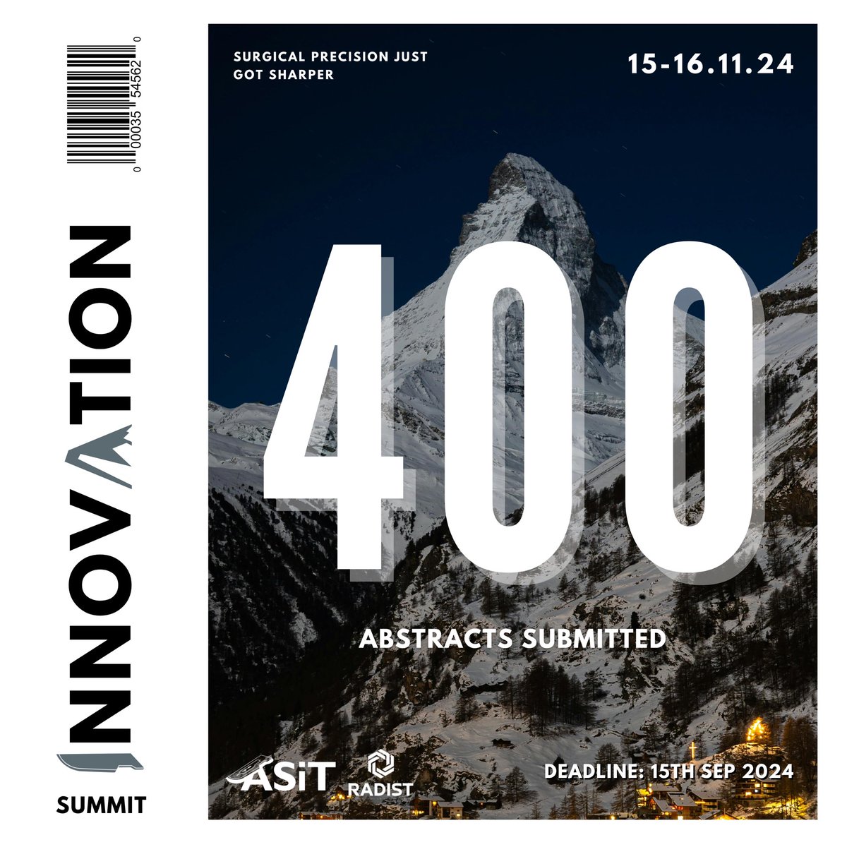Last chance to rise to the #top - *summit* your abstract before time runs out! ⏰ (just under 3 hours left) 

Already 4️⃣0️⃣0️⃣ abstracts received ‼️🤩

See you at the #ASiT #Innovation #Summit 🏔️ 

🔗 tinyurl.com/ASITIS24