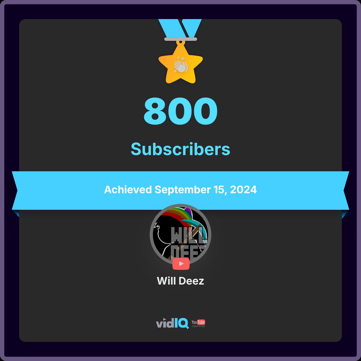 Thank you to everyone whose helped me reach this milestone! Onwards and upwards! #youtube