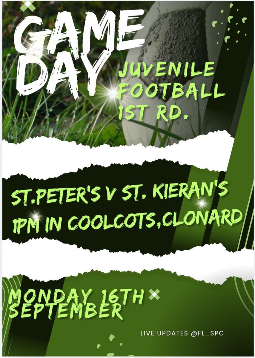 FL_SPC's tweet photo. Best of luck to our 2nd year footballers on Monday as their championship journey begins against St Kieran's College at 1pm.  
Match is to take place in Coolcotts (Clonard GAA pitch) #ColáistePheadairAbú https://t.co/lZoxgBB6jX