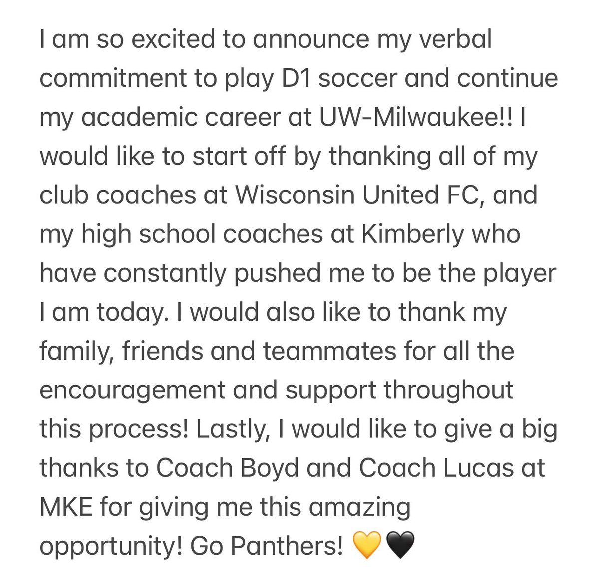 Committed! 💛🖤

<a href="/KimGirlsSoccer/">KimberlyGirlsSoccer</a> <a href="/WisconsinUnited/">Wisconsin United Football Club</a> <a href="/wiufc2008/">Wisconsin United FC Premier 2008</a> <a href="/MKE_WSoccer/">Milwaukee Women’s Soccer</a>