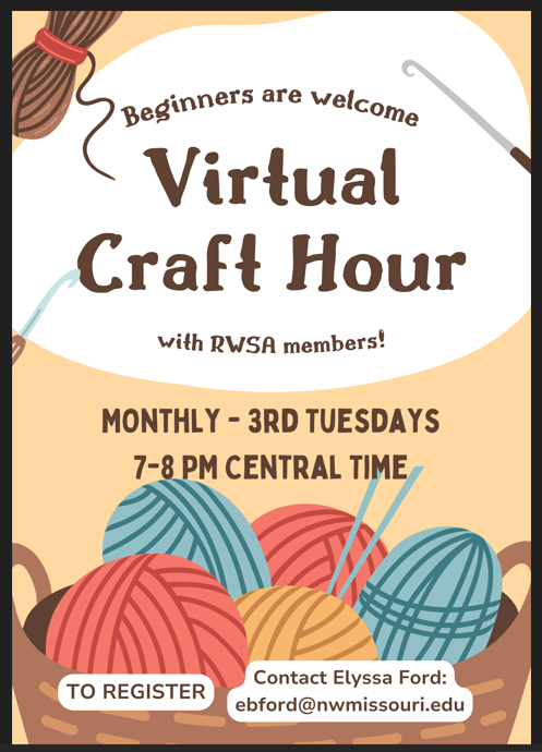 Please join us this Tuesday for our monthly virtual craft hour!