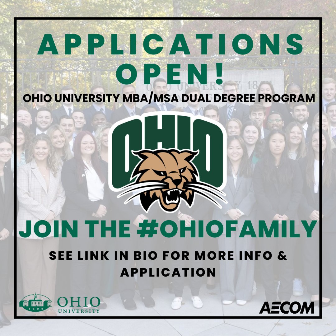 Hey Future Bobcats! Your influence is key to growing our #OhioFamily. Applications for the Class of 2027 cohort are now open! We're on the hunt for the brightest and most diverse class yet! Details and the link to apply: ohio.edu/business/acade…

#Ohiofamily