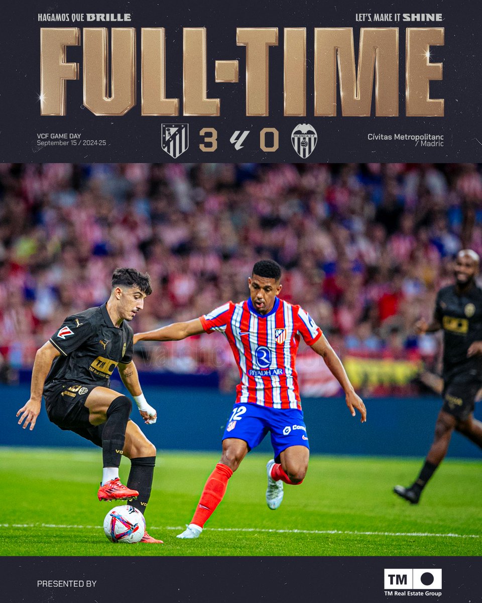 valenciacf's tweet photo. #AtletiValencia 🔴⚪🦇

⚽ 3-0 | FINAL DEL PARTIDO

#ADNVCF https://t.co/ipvgfqEQNX