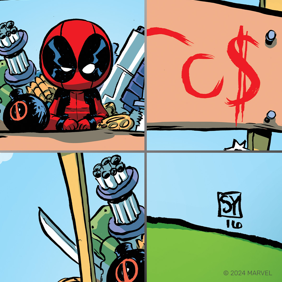 TAKE A CLOSER LOOK 👀 

Don’t miss the opportunity to get this <a href="/Marvel/">Marvel Entertainment</a> 1/1 artwork illustrated by <a href="/skottieyoung/">skottie young</a> which captures the chaotic energy and humor of Deadpool.

From Deadpool &amp; The Mercs For Money #1, this 1/1 artwork is only available via silent auction starting Mon, 16