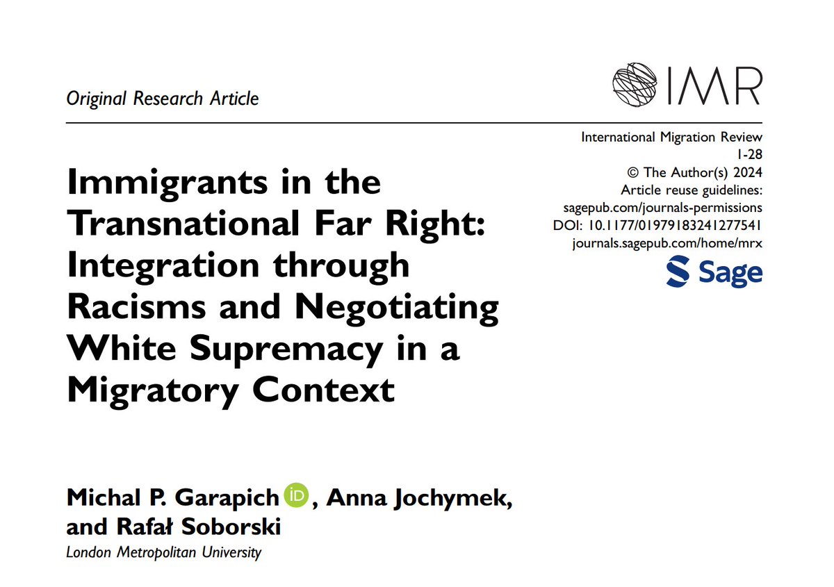 MichalPGarapich's tweet photo. Ah, I always wanted to publish in IMR... this is my first thanks to co-authors @AnnaJochymek @rafalsoborski Thank you @IMRjournal and @ESRC for supporting our research plus support at @LondonMetUni @LondonMetSSSP . More to come! https://t.co/Sr9i6sjoqc