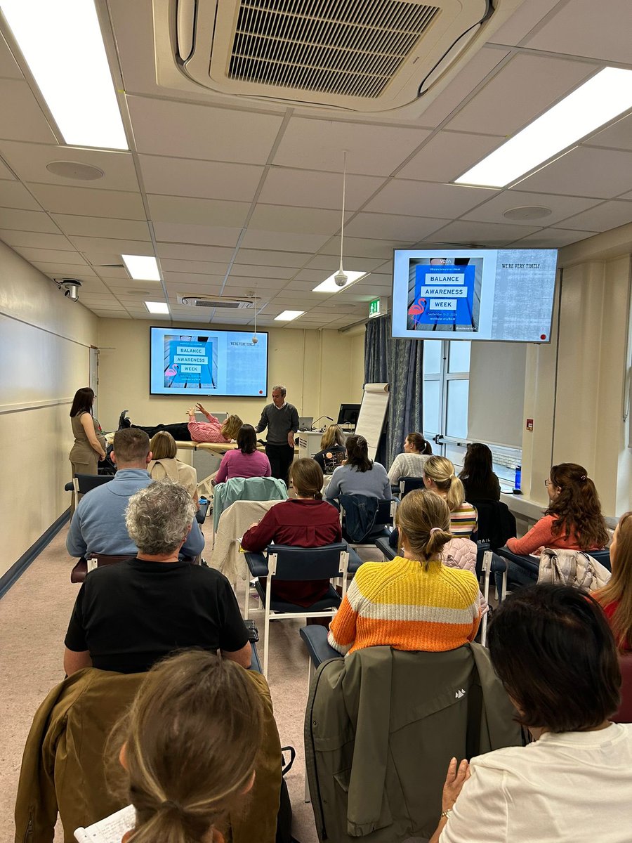 Kicking off Balance Awareness week in Ireland, 20 PTs and Audiologists learning basic vestibular rehabilitation skills. Looking forward to the week ahead!@RouKat <a href="/ValerieCasserl2/">Valerie Casserly</a> <a href="/thebalancecentr/">Doug Duffy</a> <a href="/GillQuinn212/">Gillian Quinn</a> <a href="/TheNeuroPhysios/">The Neuro Physios</a> <a href="/vertigenius/">Vertigenius™️</a> <a href="/vestibularveda/">Vestibular Disorders</a> #BalanceAwarenessWeek