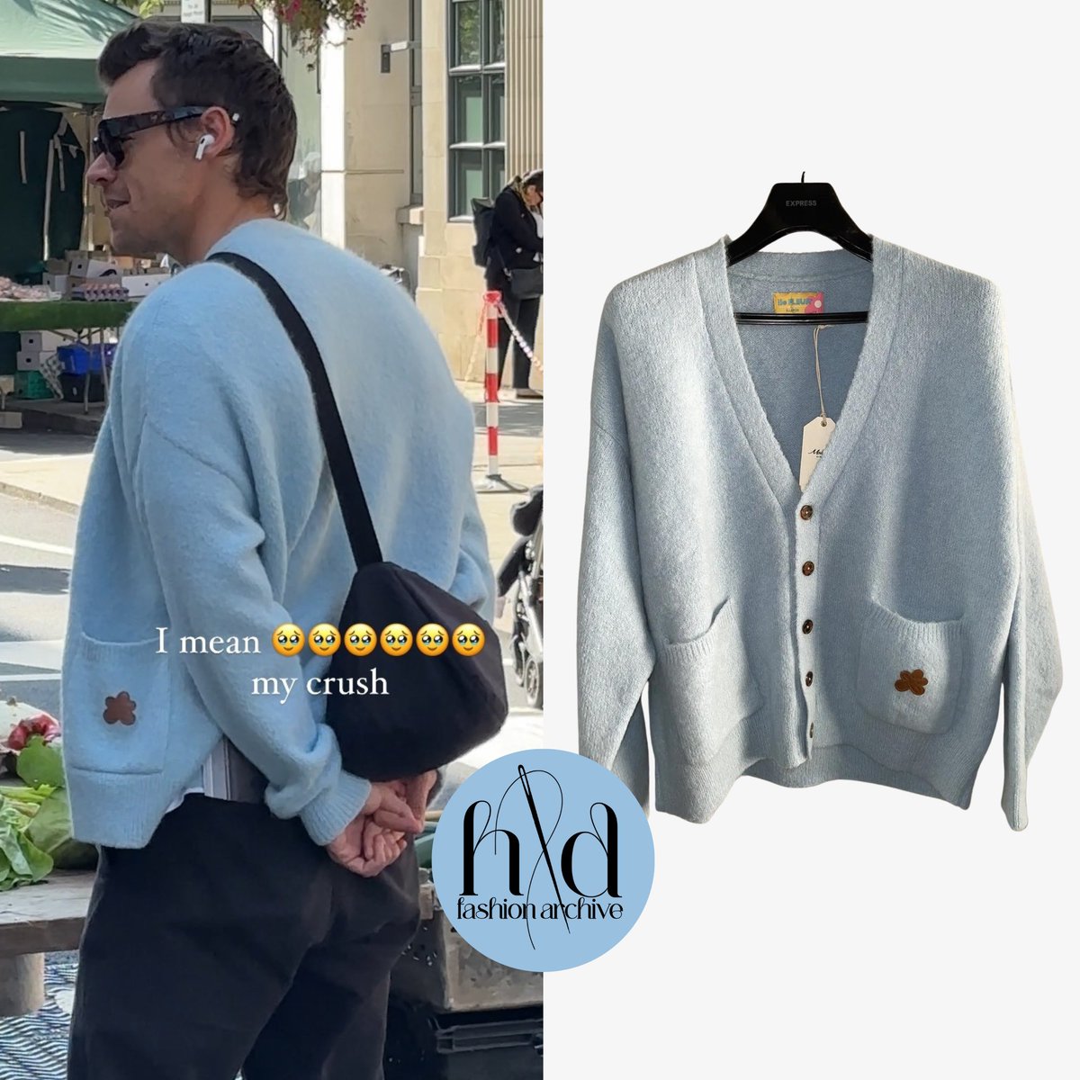 Harry wore his Golf le Fleur Geneva Blue Superkid Mohair Cardigan 