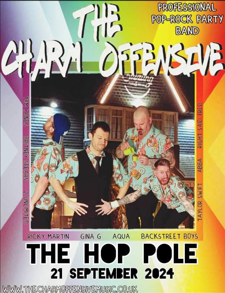 Another great weekend done and immediately looking forward to the next one.

Come catch us at The Hop Pole Hotel, Willerby on Saturday for a lot more classic pop songs rocked up, sprinkled with laughs and gyrating.

#thecharmoffensive #popclassics #rocktwist #partyband
