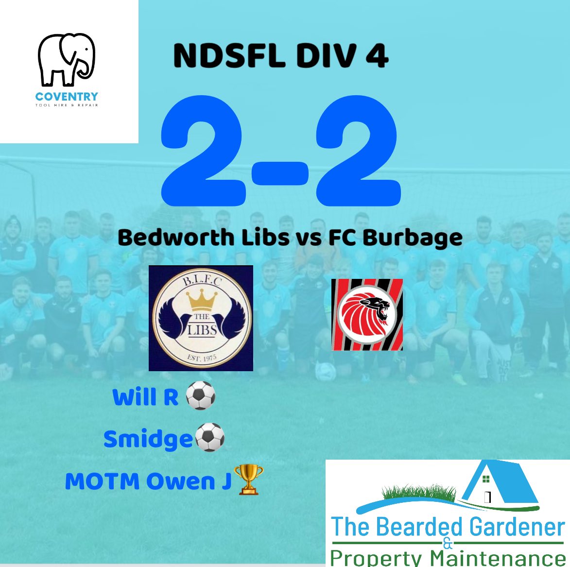 Unbeaten start to the season continues with a 2-2 draw away to Burbage onto next weekend where we look to continue our solid start to the season 

#UTL🩵💛