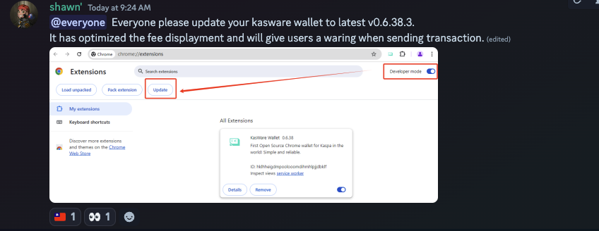 NachotheKat's tweet image. If you are using @KasWare_Wallet to mint, please UPDATE!
