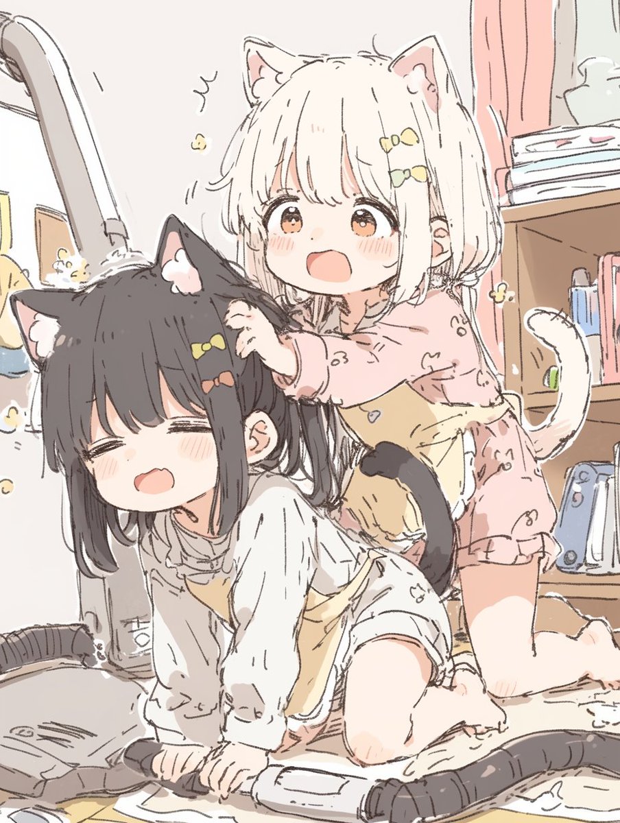 ima_AI123's tweet image. 掃除機に吸われるのが好き