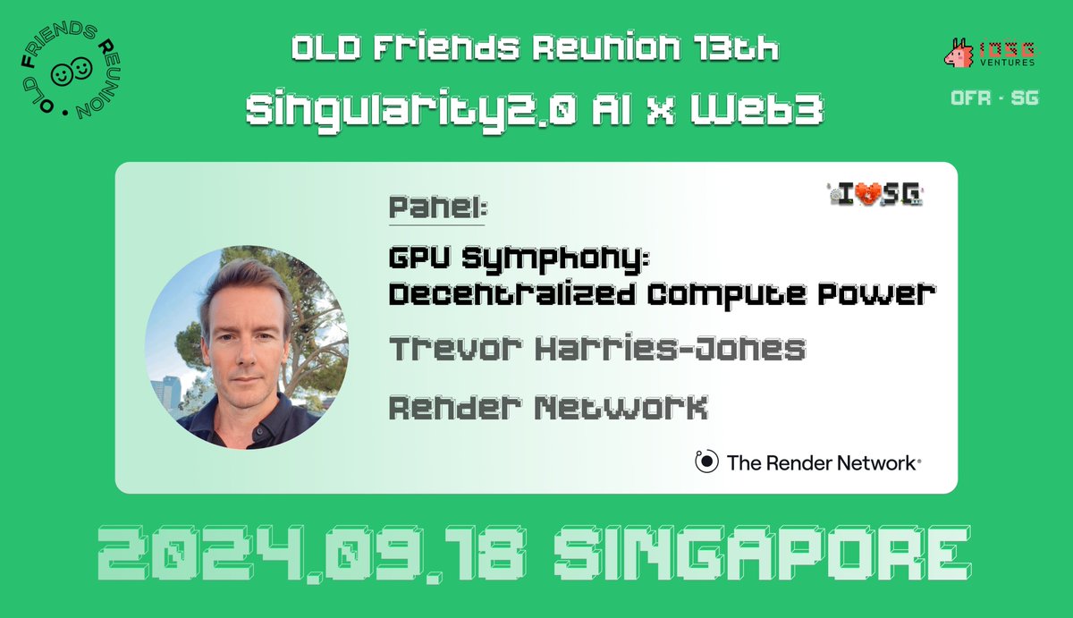 iosg_ofr's tweet photo. Another performer of the GPU Symphony onboard! Let's welcome @drjonessf from @rendernetwork to present us his insights at #OFR 13th [AI x Web3] #TOKEN2049 SG,

📅Date: Sept.18th 2:00-6:30 PM 

Meet us here: https://t.co/m3DWDpP2Kc