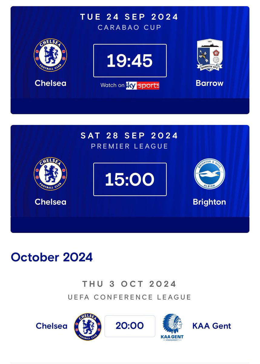 ChrissyGerr93's tweet photo. x2 Tickets for sale Chelsea v Barrow
&amp;
x2 Tickets for sale Chelsea v Gent

Face value, Dm if interested 💙
#ChelseaFC #CFC #Chelseatickets https://t.co/fjFPGSkom7