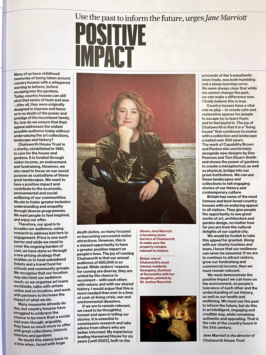 Janemarriott32's tweet image. Making a positive impact…the renaissance of the role of the country house and our ambition for more @ChatsworthHouse 

Thank you @MuseumsAssoc #museumsjournal for letting me share my passion

#culture #chatsworth #PositiveEnergy