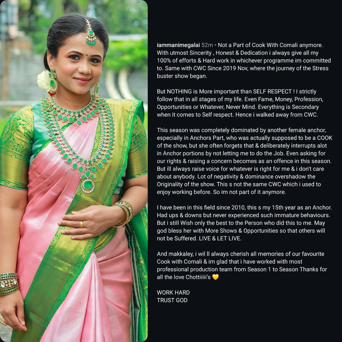 BoazChristVoice's tweet photo. List of Anchors didn't get a chance to host a show in #Vijaytv due to #PriyankaDeshpande Dominance

Manimegalai 
Anitha sampath
Farina 
Nakshatra
Jacqueline
Sangeetha
Pavithra 

#Manimegalai #CWC #CookuWithComali #CWC5 #CookwithComali5 #Priyanka https://t.co/Omc5NTs1dz