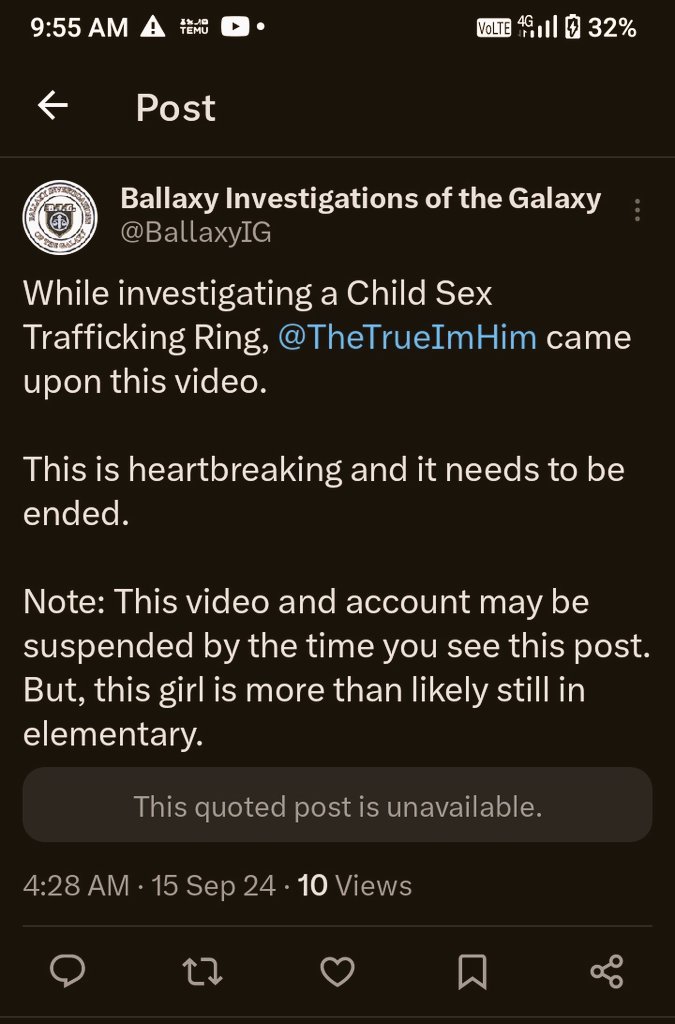 BallaxyIG's tweet photo. @thetrueimhim @SecBlinken @FaisalbinFarhan @StateOIG @FLETC @FBIElPaso @FBIAtlanta @FBIAnchorage @FBIAlbany @FBIColumbia @FBICleveland @FBIMobileAL @FBISanDiego @FBISpringfield @FBISacramento @FBI @TheJusticeDept @JusticeOIG @DEAHQ @LosAngelesATF @USMSLosAngeles @SecretService @CBP @ICEgov @dhsscitech @DHSBlueCampaign @DHSOIG @DOJCrimDiv @IRS_CI @ATFHQ @HSI_HQ @BallaxyAG @USMarshalsHQ @lapalmapolice @LBPD_PIO_45 @LosAlamitosPD @MissionViejoPD @LASDHQ @LAPDHQ @aladsonline @LAPPL @GavinNewsom @SenDaveCortese @NewportBeachPD @OCDAToddSpitzer @ChiefArcos @jonathanhatami @LADABofI So you know who Elon Musk really is..

See how the post was blocked, so no one can see it on my page, except me. It wasnt taken down and still there for the perverts who watch 10 y/o porn.
https://t.co/j2FYFq7V1a https://t.co/G56NzmsGko