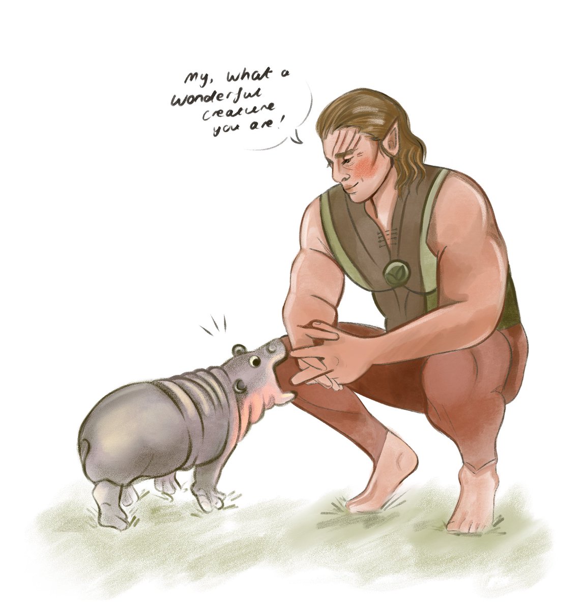 Even the archdruid is not immune to her charms! 💕🥹 #moodeng #halsin