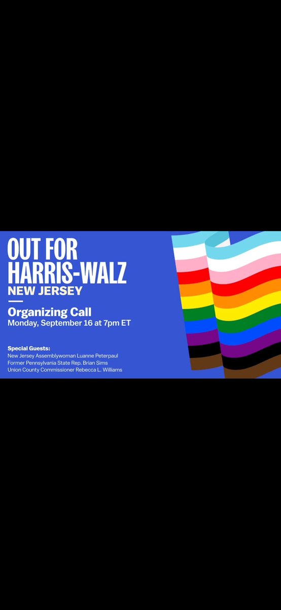 CuttleShannon's tweet photo. Join us for OUT for Harris-Walz New Jersey launch via zoom on Monday 9/16 @ 7pmET proud to support . 🏳️‍🌈🏳️‍⚧️ Register: https://t.co/ubaNzCjt6D
#WhenWeVoteWeWin #SOMA #Essex @MaplewoodNJDems @essexcountylgbt @NJDSC @NjdscLgbtq @VictoryFund @outforharrisnj @SamAlleman https://t.co/pd4VXwipER