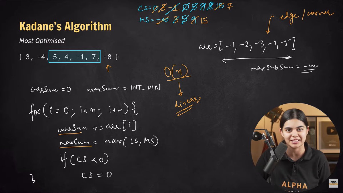 sudhirsingh_27's tweet image. Day 6️⃣ of my Web Dev & DSA journey!
Studied Kadane's Algorithm in DSA today! 📈💡
Special thanks to @ShradhaKhapra_ for the guidance and support! 🙏
Excited to tackle more challenges ahead! 💻 #Day6 #DSA #KadanesAlgorithm #CodingJourney #LearnEveryday #Grateful @ShradhaKhapra_