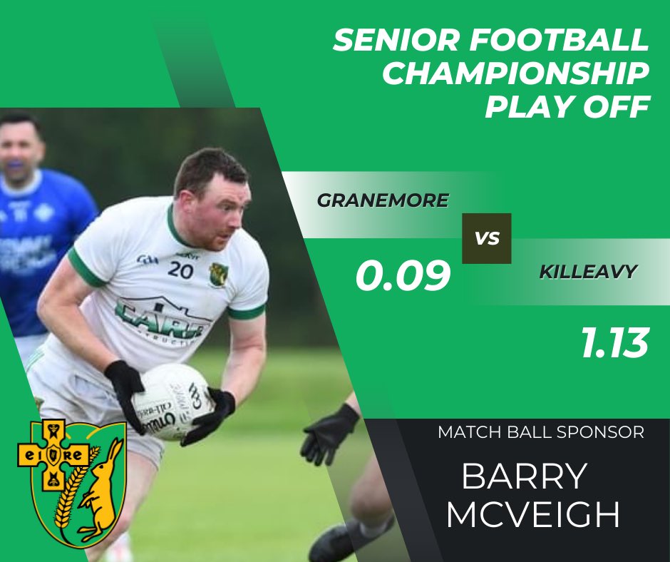 Granemore GFC (@granemoregfc) on Twitter photo SFC Play-Off
Full Time
Granemore: 0.09
Killeavy: 1.13
#ClubToTheCore SFC Play-Off
Full Time
Granemore: 0.09
Killeavy: 1.13
#ClubToTheCore