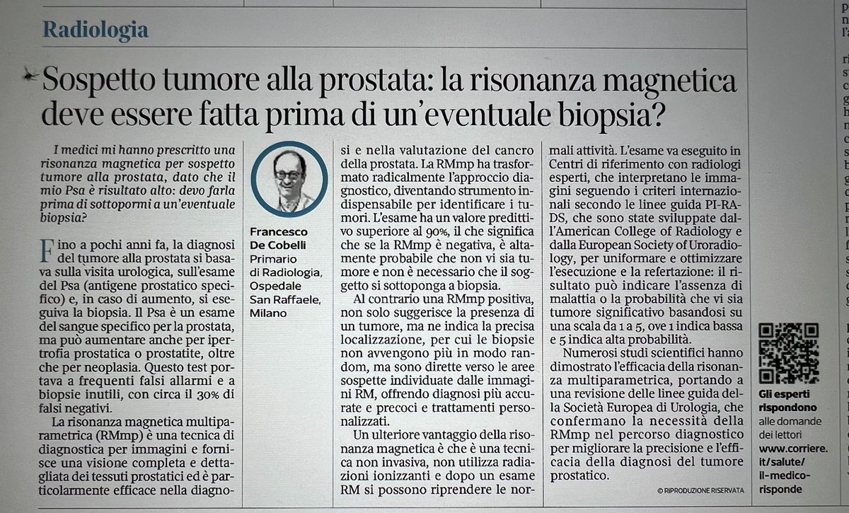 FRANCESCO DE COBELLI (@fdecobelli) on Twitter photo Oggi su <a href="/Corriere/">Corriere della Sera</a> quando fare la Risonanza Magnetica della prostata #risonanzamagnetica #tumoreprostata <a href="/MyUniSR/">Università Vita-Salute San Raffaele</a> <a href="/SanRaffaeleMI/">Ospedale San Raffaele</a> Oggi su <a href="/Corriere/">Corriere della Sera</a> quando fare la Risonanza Magnetica della prostata #risonanzamagnetica #tumoreprostata <a href="/MyUniSR/">Università Vita-Salute San Raffaele</a> <a href="/SanRaffaeleMI/">Ospedale San Raffaele</a>