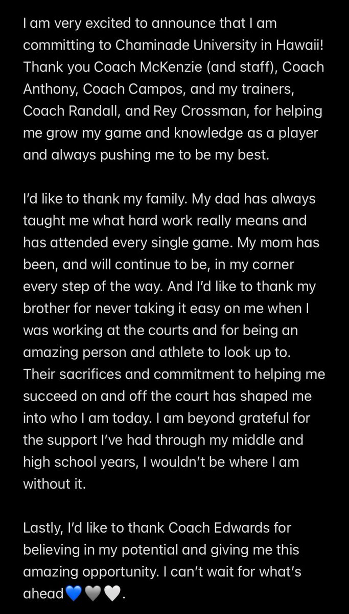 Addison Sirianni (@adsir07) on Twitter photo COMMITTED
…and Hawaii bound 🌺 🌊🏀
<a href="/SwordsWBB/">Chaminade University Women's Basketball</a> <a href="/GoSwords/">Chaminade Athletics</a> @CoachEdwardsCUH <a href="/LNHSGBB/">Lake Norman Girl's Basketball</a> COMMITTED
…and Hawaii bound 🌺 🌊🏀
<a href="/SwordsWBB/">Chaminade University Women's Basketball</a> <a href="/GoSwords/">Chaminade Athletics</a> @CoachEdwardsCUH <a href="/LNHSGBB/">Lake Norman Girl's Basketball</a>