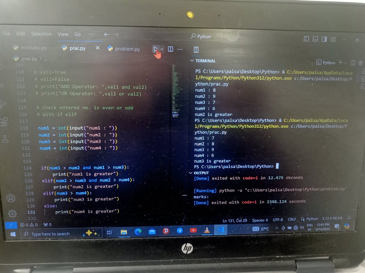 Mohammadkasim_1's tweet image. Day 08 of 💯 Days challenge of learning python from Scratch. My First task and also some fun added
#Codewithharry
#PythonchallengewithAbhishek #100days #day09
#github #AI #ML #AIML
#pythonprogramming #python
#LearnInPublic #opensource
#pythoncommunity
github.com/MohdKasim7