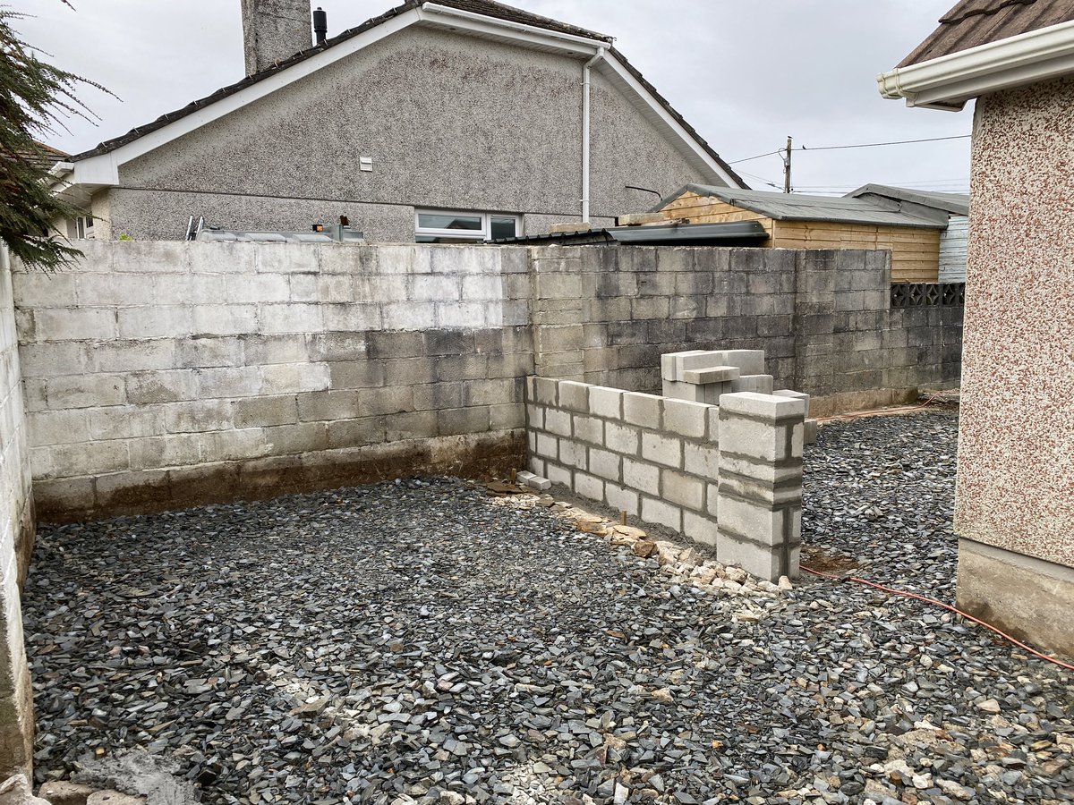MarkSaltern's tweet photo. It’s been another busy weekend at RysHaven! Builder Dave putting the first coat of plaster around the window,hardcore compacted on most of the parking area &amp; garden, dividing wall started for covered seating area #freeaccommodation #cornwall #respite https://t.co/gjj241oMTn