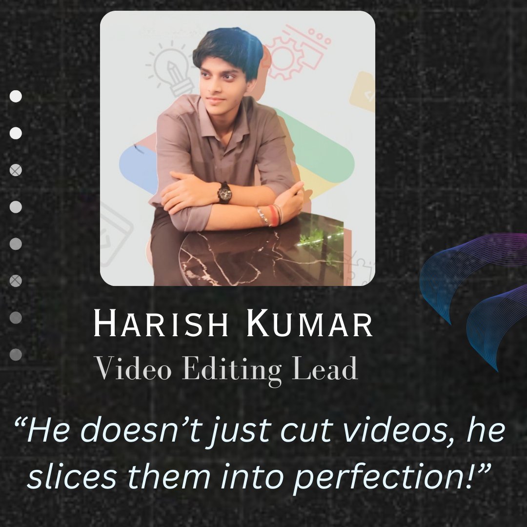 GdgDavv's tweet photo. Harish Kumar – Video Editing Lead 

Meet Harish, our Video Editing Lead who crafts visual stories with precision. He turns every clip into a masterpiece that captivates and inspires. 🎥✂ 

#EditingPro https://t.co/YwzlXni7XY