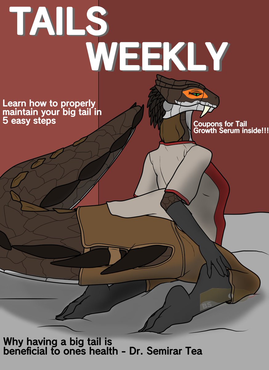 I felt the need to do a big tail pic, and also felt like doing it on a magazine
#furry #scalie #lizard
