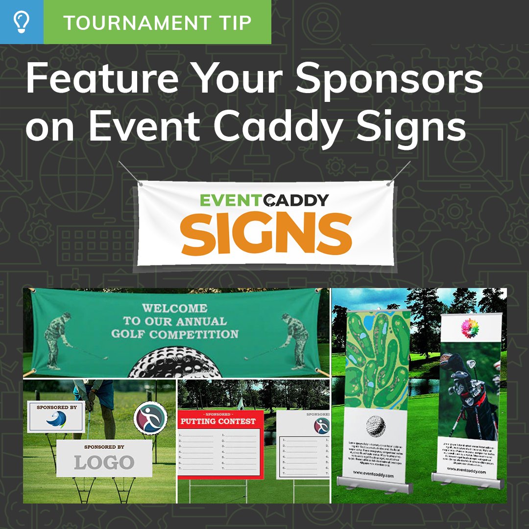 Did you know that on top of our tournament software, you can turn to Event Caddy for easy, cost-efficient and high-quality event signage?🪧 
Click here to check out what's available: loom.ly/-j8il-c 

#EventSignage #EventSigns #GolfTournament #Fundraiser #Sponsors