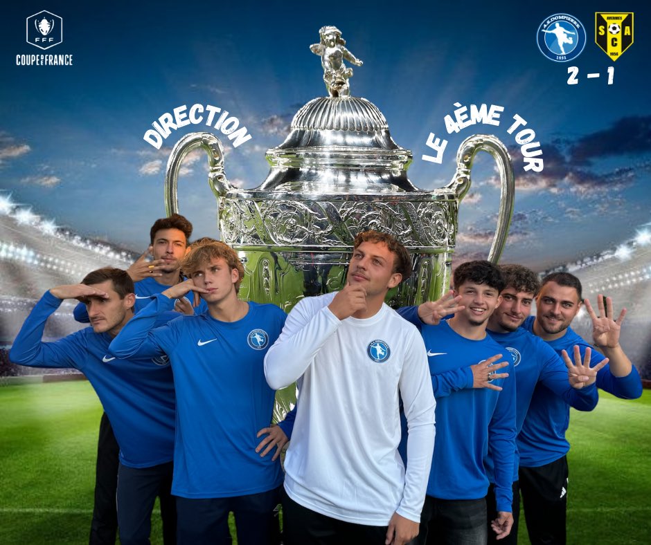 🔵⚪️ Résultat du week-end ⚪️🔵

Ce week-end, nos joueurs ont brillé en CDF. Ils remportent une belle victoire 2-1, sous les encouragements de plus de 300 supporters 🏟️ 
Direction le 4ème tour de la compétition 💪🏻

Buteurs :
⚽️ William Perraudin
⚽️ Hugo Laronde