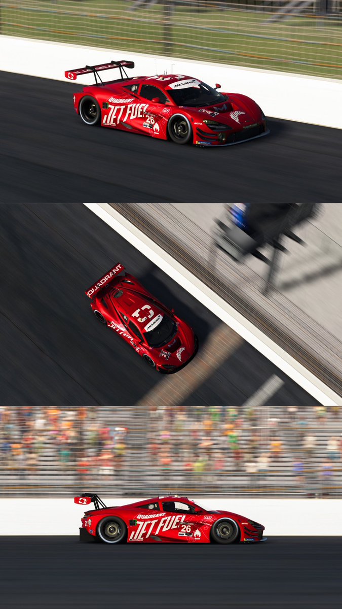 Yet another example of <a href="/krisdixdesigns/">Krisdix</a> making me look considerably faster than I am. Another <a href="/iRacing/">iRacing</a> livery for the McLaren 720S GT3 Evo. Inspired by <a href="/Quadrant/">Quadrant</a> ‘Jet Fuel’ merchandise release. Photos inside iRacing by myself. #iracing #quadrant #mclaren