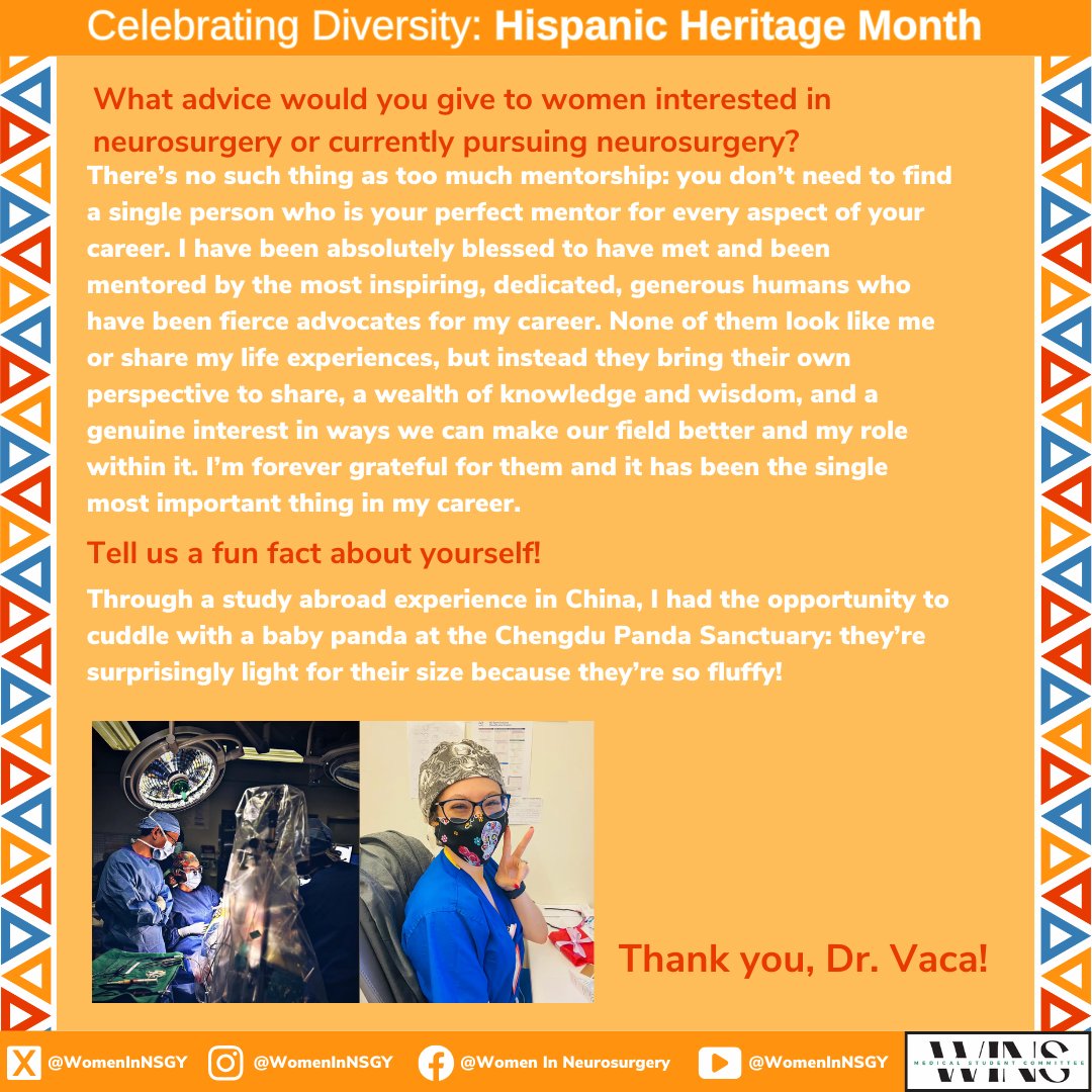 WomenInNSGY's tweet image. Happy #HispanicHeritageMonth! 🎉 Throughout the month, #WomeninNeurosurgery is proud to spotlight incredible Latina neurosurgeons breaking barriers in the field. We are excited to have Dr. Silvia Vaca as our first feature! #LatinasInMedicine #Neurosurgery  #RepresentationMatters