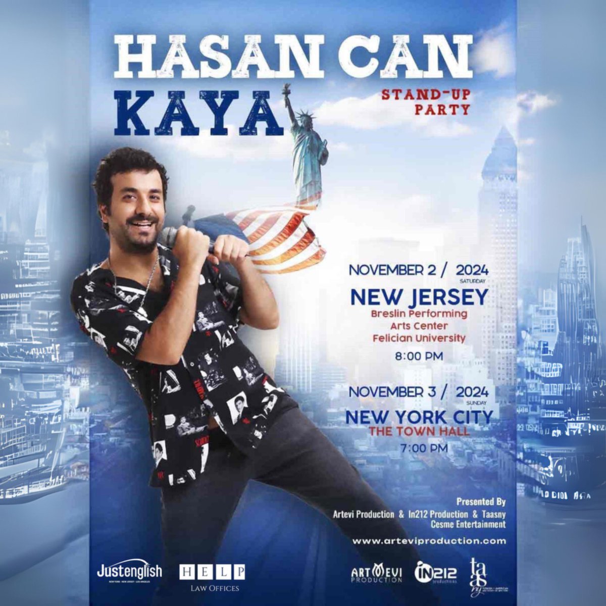 HASAN CAN KAYA stand-up ve Konuşanlar Show ile #ABD ye geliyor.
<a href="/kayahasancan/">Hasan Can Kaya</a> 

Biletler için 👇🏼
arteviproduction.com/box-office/

📍2 Kasım New Jersey
📍3 Kasım New York

#newjersey #newyork #hasancankaya #amerika #ABD #in212Productions