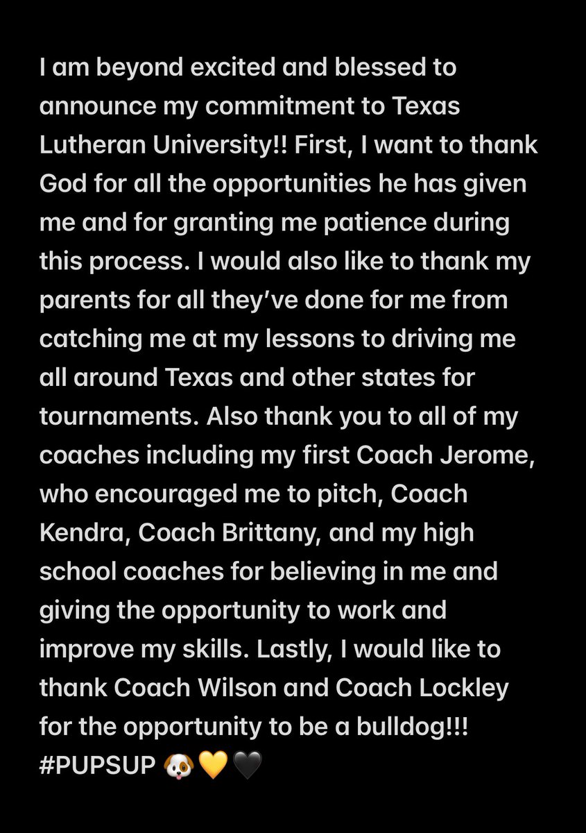 LaylaGallardo44's tweet photo. COMMITTED🐶🖤💛 @coachwilsonTLU @klockley11 @TLUsoftball https://t.co/noCCeyNyjm