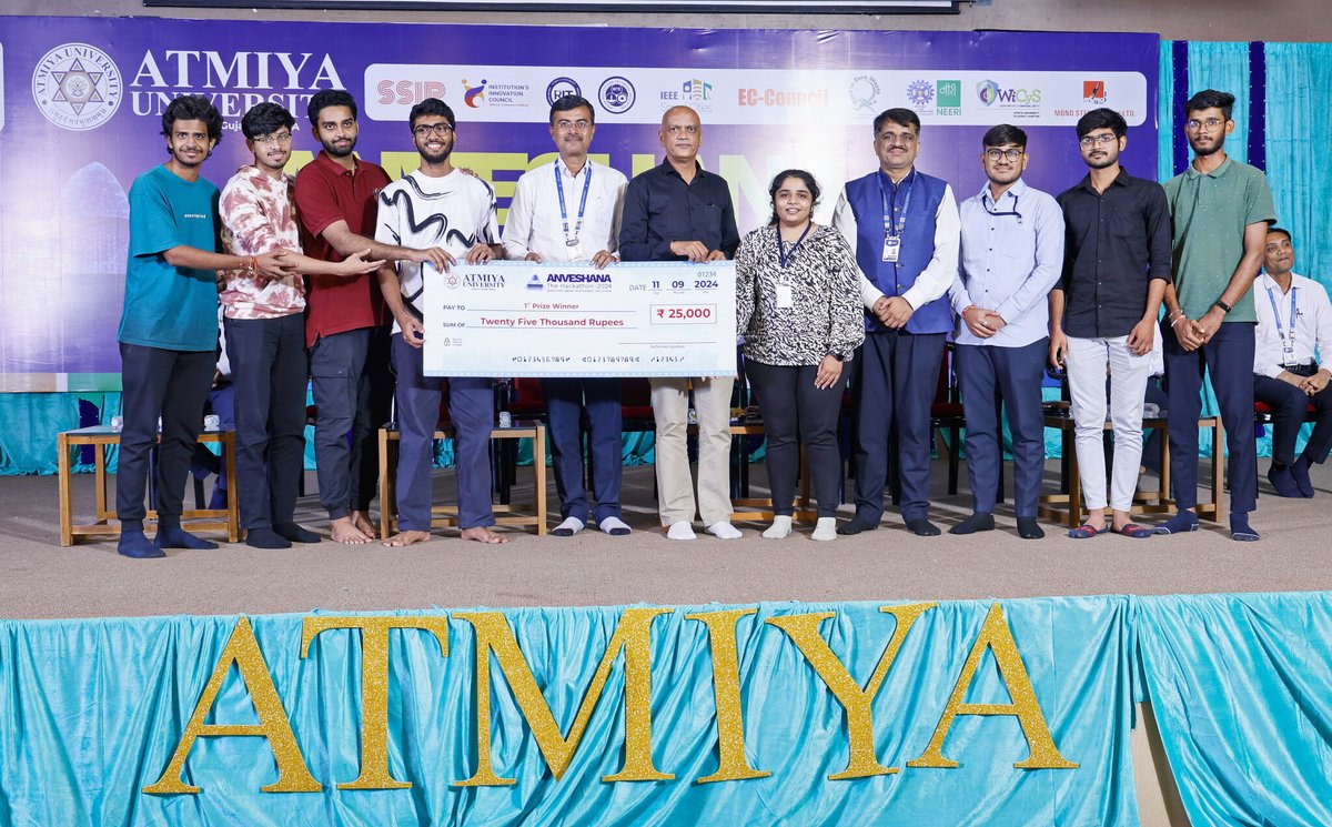 d_p_gohel's tweet photo. 🎉 Congrats to ANVESHANA 2024 Hackathon winners! 🏆1st: M.C.A. Team🥉3rd: https://t.co/BPJZ8Tu7Zz. I.T. Team  Thanks to @AtmiyaUni for organizing Hackathon on Sept 10-11, 2024. A Special Thanks to organizers, mentors &amp; coordinators! https://t.co/b33kAWd6Un